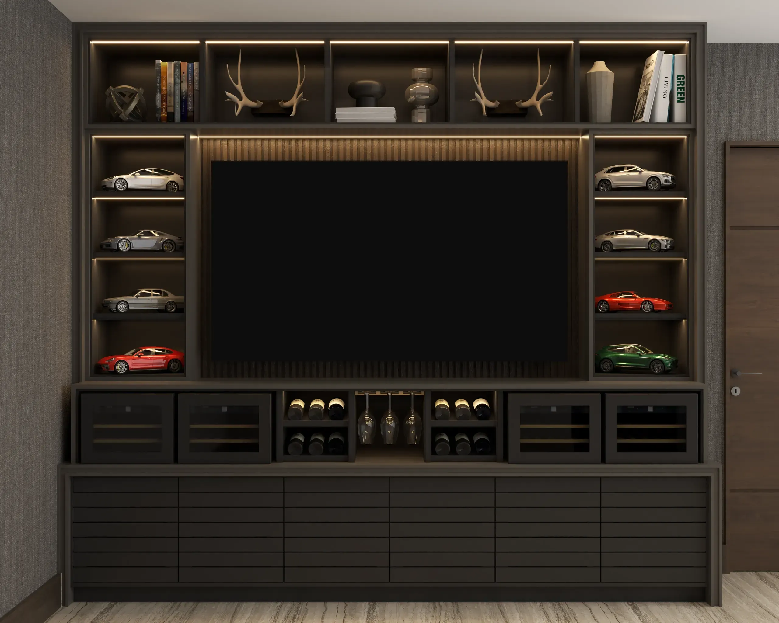 Alzado del mueble de carpintería negra