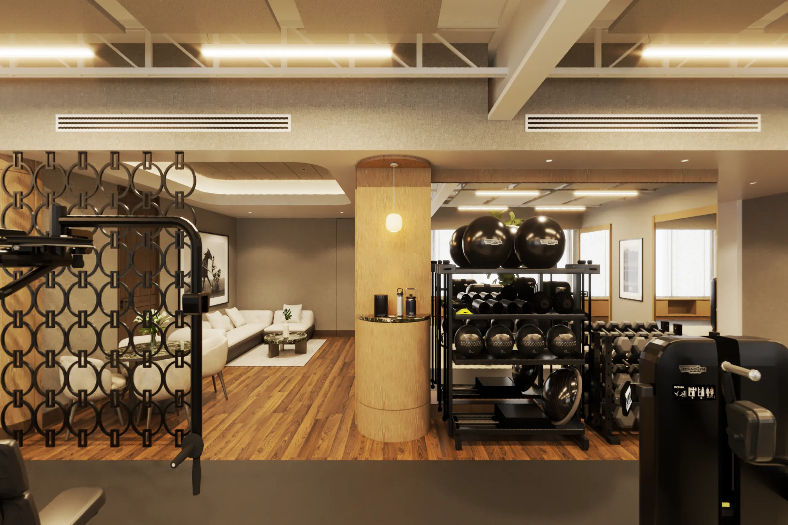 Circulación interior del gimnasio